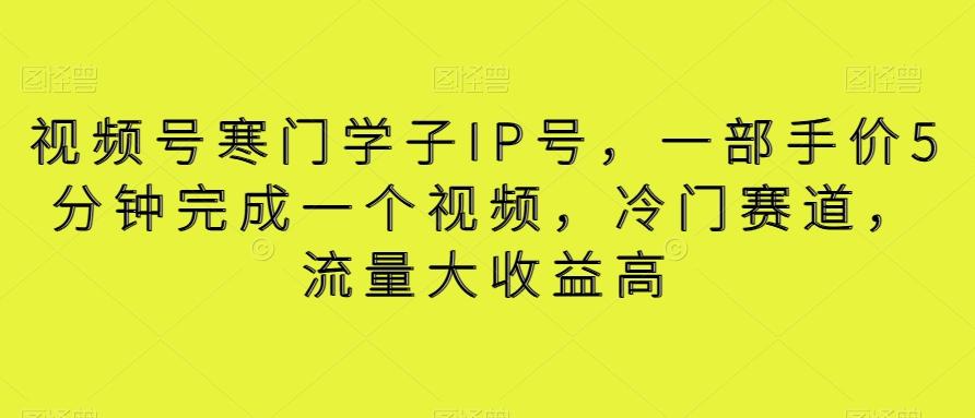 视频号寒门学子IP号，一部手价5分钟完成一个视频，冷门赛道，流量大收益高【揭秘】-鼎铸网