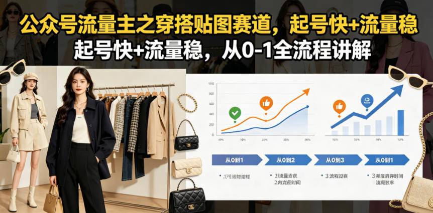 公众号流量主之穿搭贴图赛道,起号快+流量稳,从0-1全流程讲解-鼎铸网