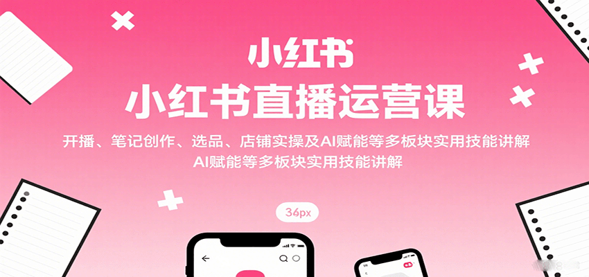 小红书直播运营课：开播、笔记创作、选品、店铺实操及 AI 赋能等多板块实用技能讲解-鼎铸网