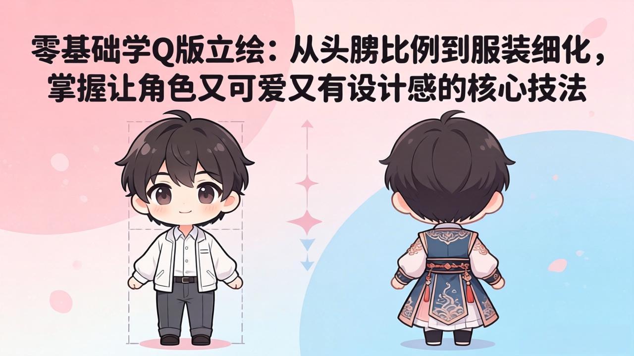 1949f247fb4d60c1dc906781cd0ee7b2.jpeg 零基础学Q版立绘:从头身比例到服装细化,掌握让角色又可爱又有设计感的核心技法