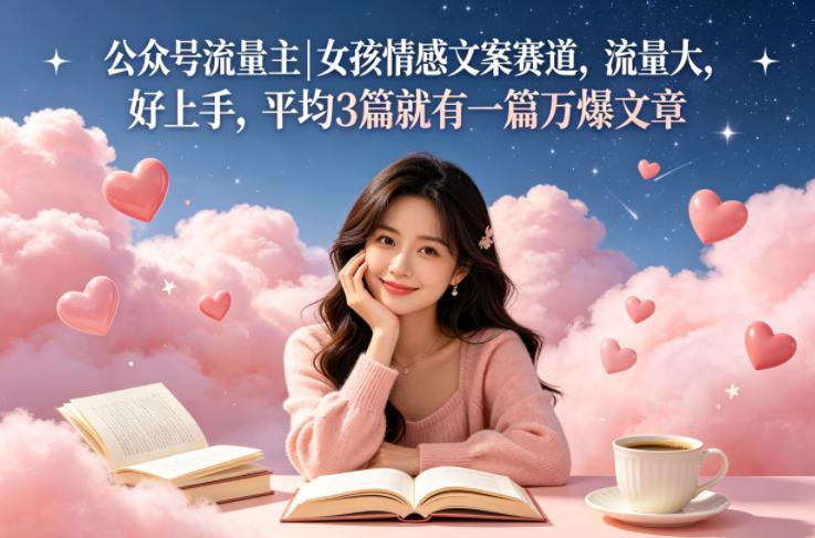 公众号流量主女孩情感文案赛道,流量大,好上手,平均3篇就有一篇万爆文章-鼎铸网