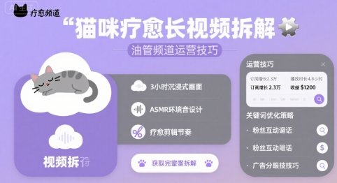 19c671215c8785f688dcb0c42a3353e1.jpeg 猫咪疗愈长视频拆解 &油管频道运营技巧