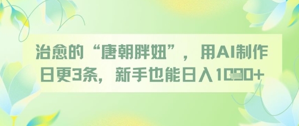 1a4f9b0ac2fd1ecdbf97e00ef306bfba.jpeg 治愈的“唐朝胖妞”,用AI制作日更3条,新手也能日入多张