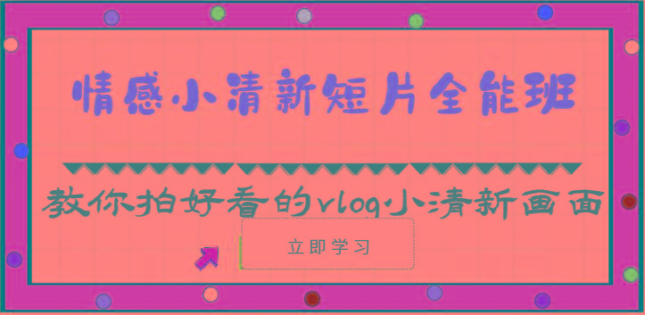情感小清新短片全能班-教你拍好看的vlog小清新画面(30节课)-鼎铸网