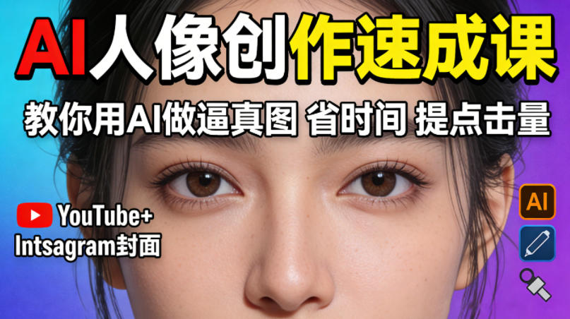 1a7b2f413acd26dd63c5558f98642191.jpeg YouTube+Instagram封面没人点?AI人像创作速成课,教你用AI做逼真图,省时间还能提点击量!