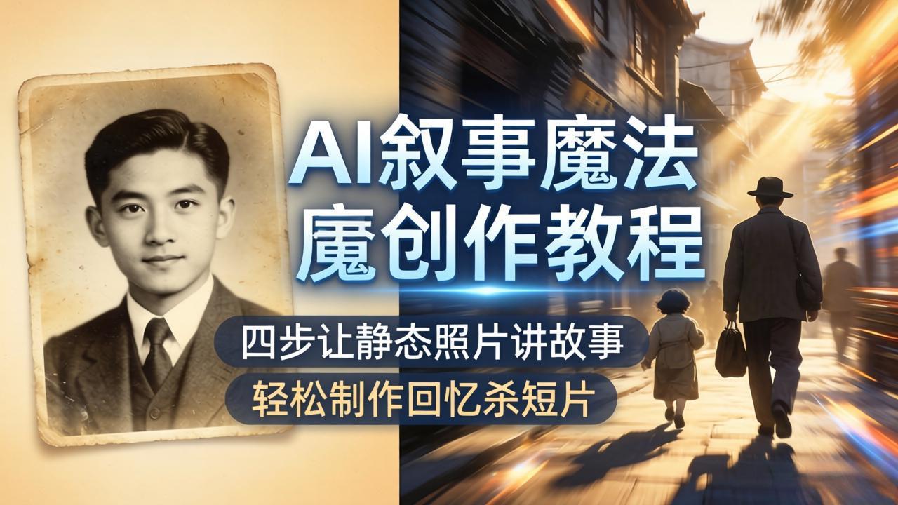 AI叙事魔法创作教程,四步让静态照片讲故事,老照片修复加动态特效,轻松制作回忆杀短片-鼎铸网