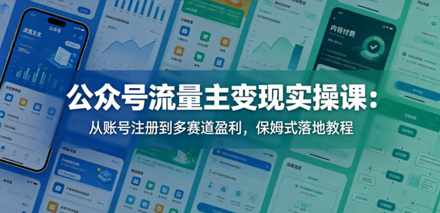 公众号流量主变现实操课:从账号注册到多赛道盈利,保姆式落地教程-鼎铸网