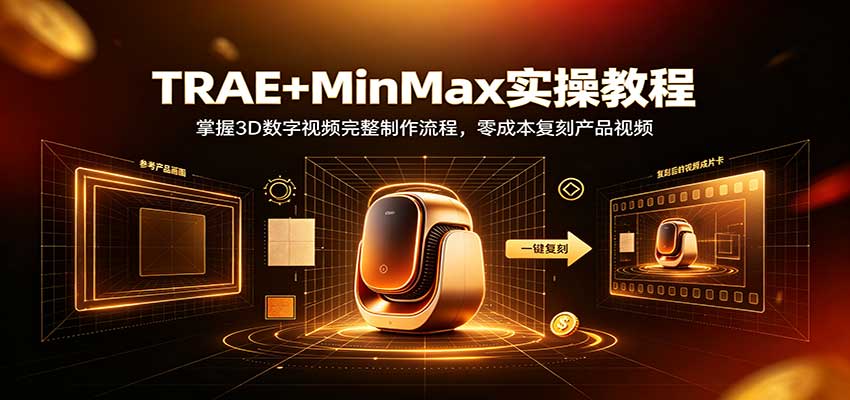 TRAE+MinMax实操教程:3D数字视频完整制作流程,零成本复刻产品视频-鼎铸网