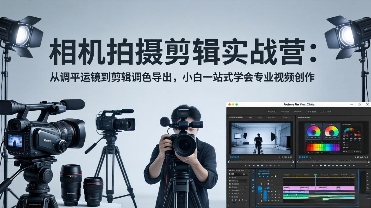 1c64bd53d50f591aad4358f1c894abe0.jpeg 相机拍摄剪辑实战营:从调平运镜到剪辑调色导出,小白一站式学会专业视频创作