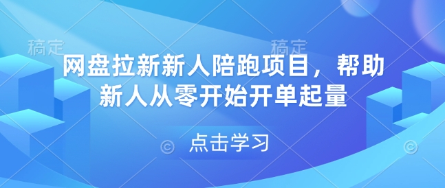 网盘拉新新人陪跑项目,帮助新人从零开始开单起量-鼎铸网