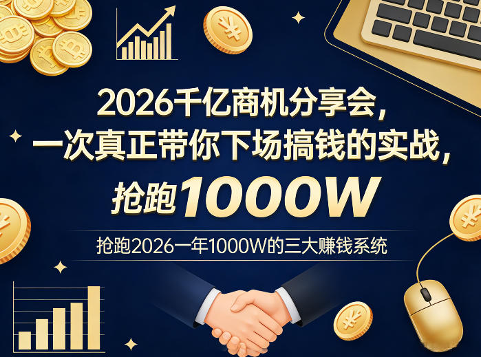 1cb197b6c30d8f781dd99cd610a7852b.jpeg 2026千亿商机分享会,一次真正带你下场搞钱的实战,抢跑2026一年1000W的三大賺钱系统