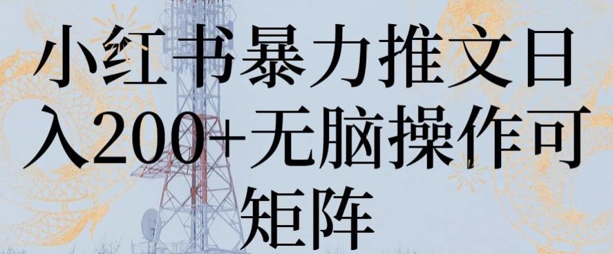 小红书暴力推文日入200+无脑操作可矩阵【揭秘】-鼎铸网