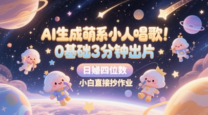 1cc9625b533243180b790732a835a70a.jpeg AI生成萌系小人唱歌,0基础3分钟出片,28个作品涨粉8.9W,单条最高19W赞,日入四位数,小白直接抄作业