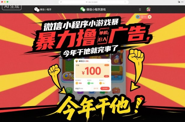 1cca42a02dc7261819f941dda2c383f9.jpeg 微信小程序小游戏暴力撸广告,单机日入100,今年干他就完事了