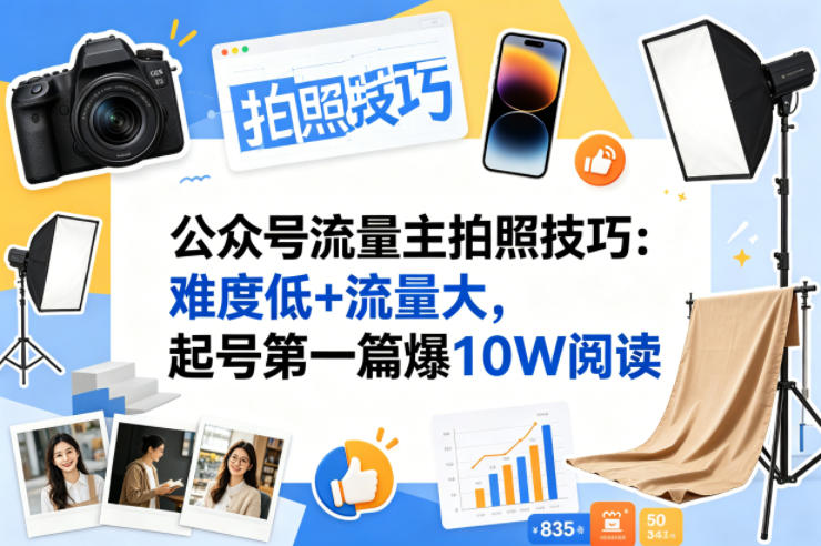 1d11e22acb3f64ef9897d8359dbc52a5.jpeg 公众号流量主之拍照技巧赛道,难度低+流量大,起号第一篇就爆了10w阅读