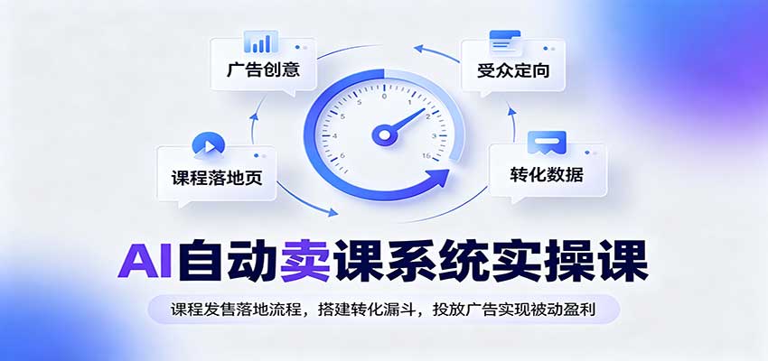 AI自动卖课系统实操课:课程发售落地流程,搭建转化漏斗,投放广告实现被动盈利-鼎铸网