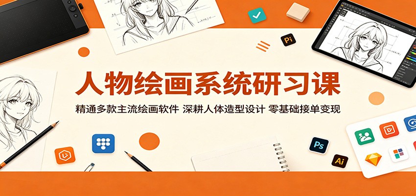 人物绘画系统研习课:精通多款主流绘画软件,深耕人体造型设计,零基础接单变现-鼎铸网