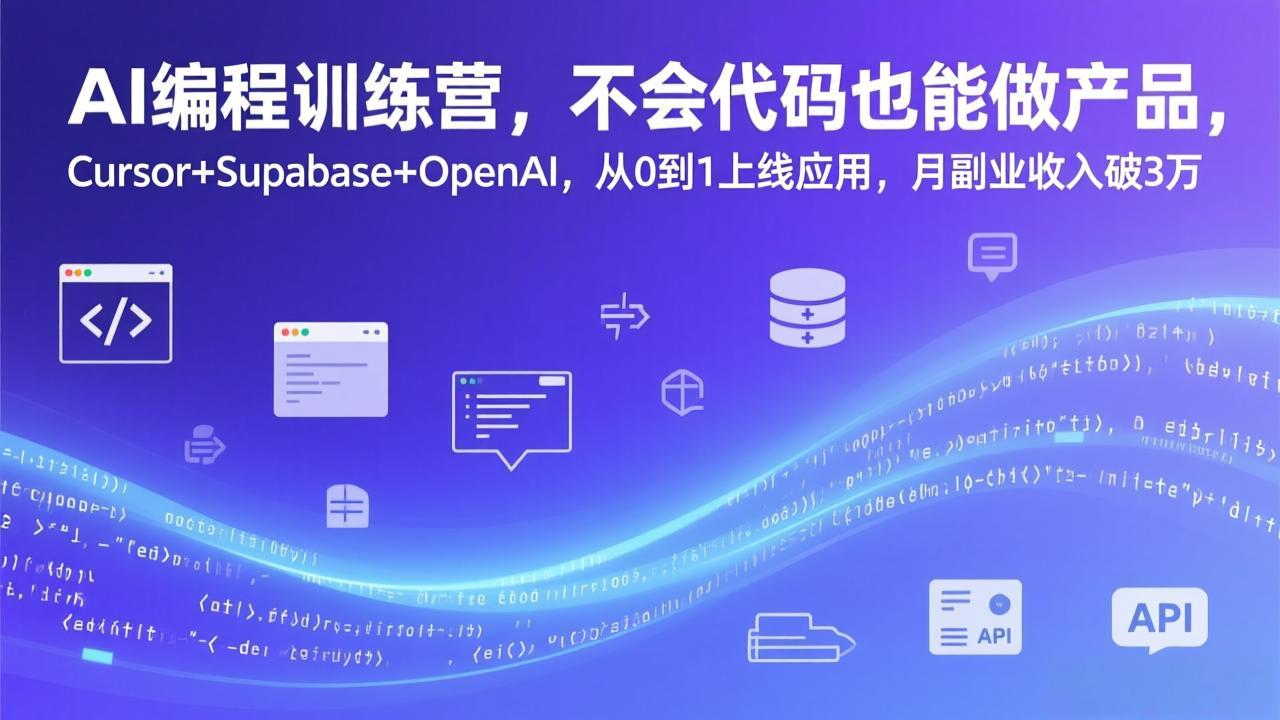 1dedd85e7d1936b659ba1bb21eb21cbb.jpeg AI编程训练营,不会代码也能做产品,Cursor+Supabase+OpenAI,从0到1上线应用,月副业收入破3万