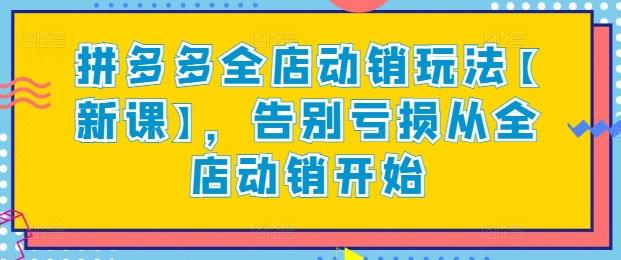 拼多多全店动销玩法【新课】，告别亏损从全店动销开始-鼎铸网