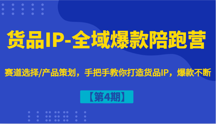 货品IP-全域爆款陪跑营【第4期】赛道选择/产品策划，手把手教你打造货品IP，爆款不断-鼎铸网