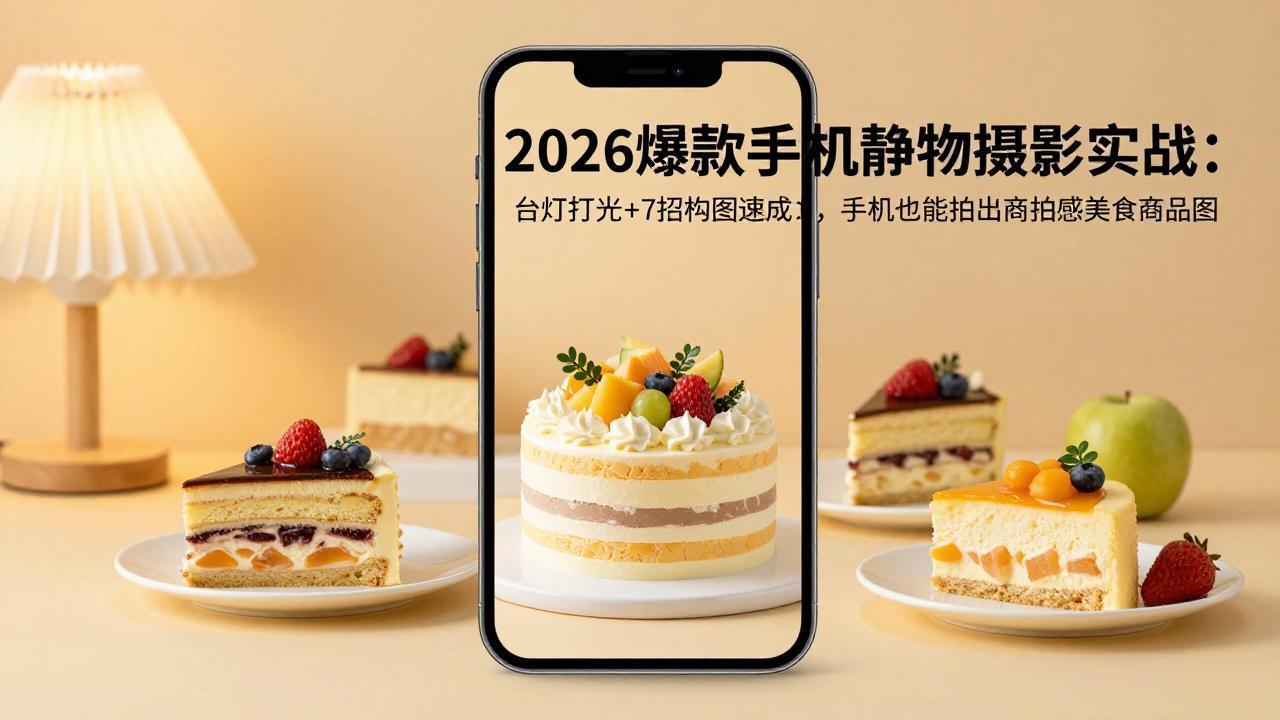 2026爆款手机静物摄影实战:台灯打光+7招构图速成,手机也能拍出商拍感美食商品图-鼎铸网