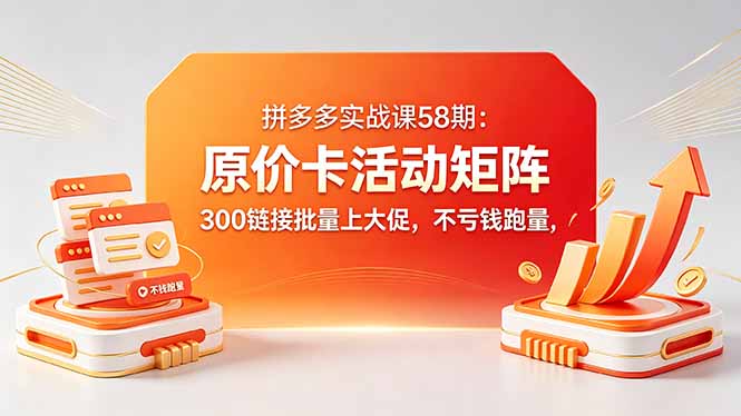 拼多多实战课58期:原价卡活动矩阵,300链接批量上大促,不亏钱跑量-鼎铸网