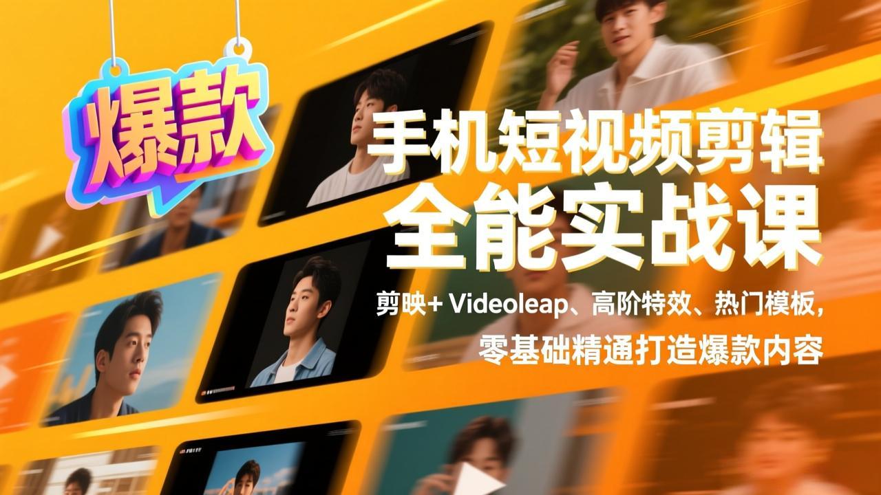 1f19597ce74b957f08c5ae1408b16183.jpeg 手机短视频剪辑全能实战课,剪映+Videoleap、高阶特效、热门模板,零基础精通打造爆款内容