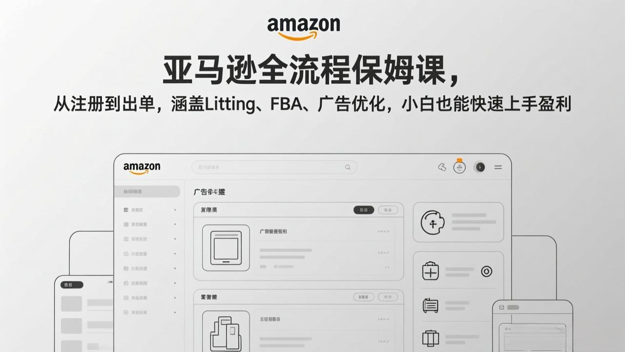 1f69315998d3d088ab835906d3e33789.jpeg 亚马逊全流程保姆课,从注册到出单,涵盖Listing、FBA、广告优化,小白也能快速上手盈利