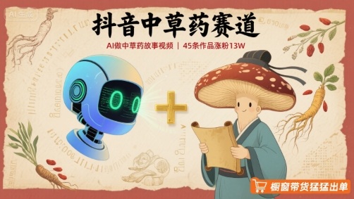 抖音中草药赛道，用AI做中草药故事视频，45条作品涨粉13W，橱窗带货猛猛出单-鼎铸网