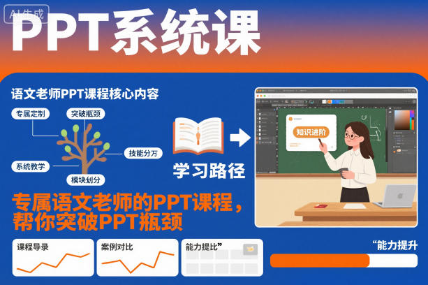 1fae5a25f9469e0135f925200c29560f.jpeg PPT系统课,专属语文老师的PPT课程,帮你突破PPT瓶颈