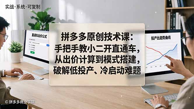 20628c26eed0c6f401ca05c2cedb354d.jpeg 拼多多原创技术课:手把手教小二开直通车,从出价计算到模式搭建,破解低投产、冷启动难题