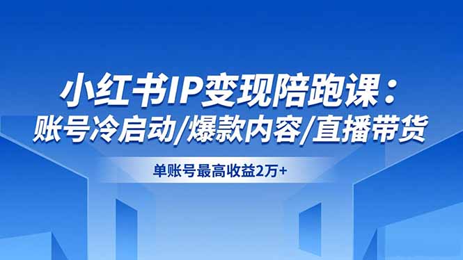 小红书IP变现陪跑课:账号冷启动/爆款内容/直播带货,单账号最高收益2万+-鼎铸网