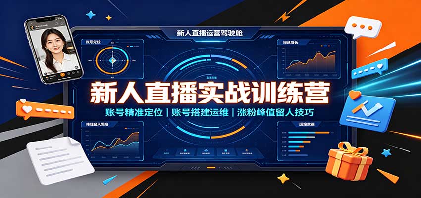 新人直播实战训练营:账号精准定位,账号搭建运维,涨粉峰值留人技巧-鼎铸网