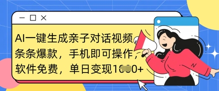 2139fcfc5c7aee2ead85b6387f6fcdda.jpeg AI一键生成亲子对话视频,条条爆款,一部手机即可操作,单日变现数张