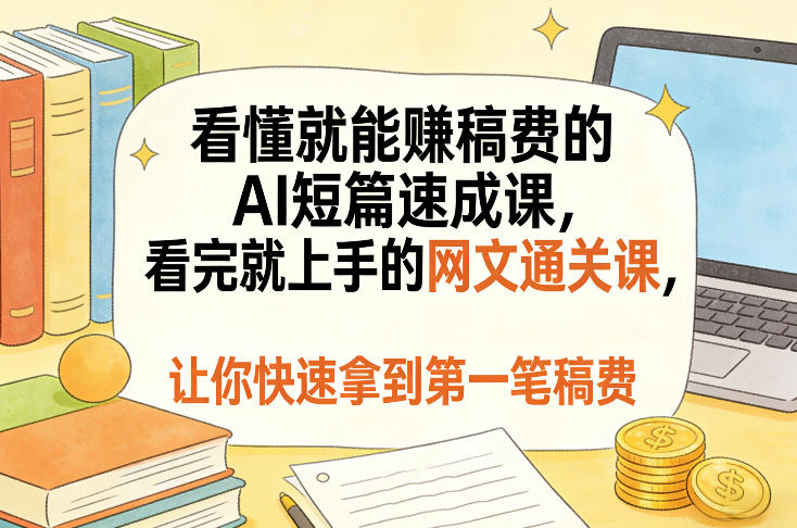 看懂就能賺稿费的AI短篇速成课,看完就上手的网文通关课,让你快速拿到第一笔稿费(更新8月)-鼎铸网