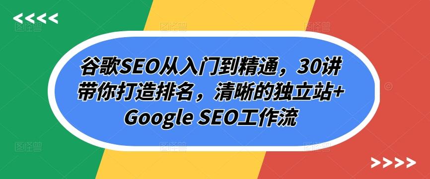217280ba9f1db39b4ce22df379e105dc.jpeg 谷歌SEO从入门到精通,30讲带你打造排名,清晰的独立站+Google SEO工作流