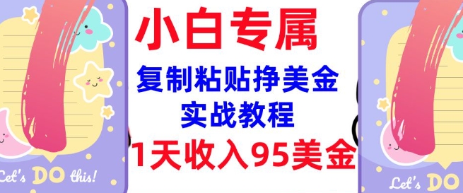 复制粘贴挣美金，0门槛，1天收入95美刀，3分钟学会，内部教程(首次公开)-鼎铸网