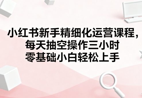 小红书新手精细化运营课程，每天抽空操作三小时，零基础小白轻松上手-鼎铸网