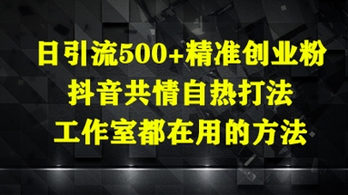 2210eb1371da5bffb8957e954f03c99a.jpeg 日引流500+精准创业粉,抖音共情自热打法,工作室都在用的方法