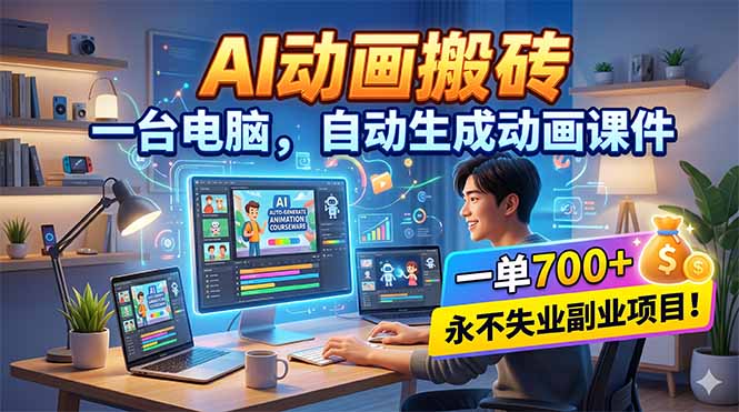 2220f5ec622e9701b87afaaf4988ad4b.jpeg AI动画搬砖,一台电脑,自动生成动画课件,一单800+ 永不失业副业项目!
