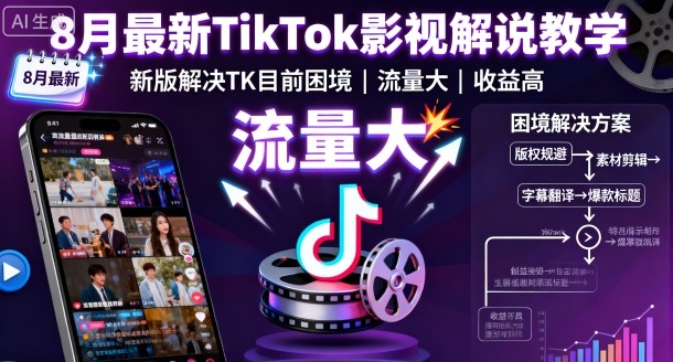 2280f54a5f0ed39da77bd36084177517.jpeg 8月最新TikTok影视解说教学,新版解决TK目前困境,流量大,收益高