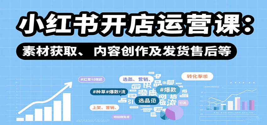小红书开店运营课：选品、上架、营销、素材获取、内容创作及发货售后等-鼎铸网
