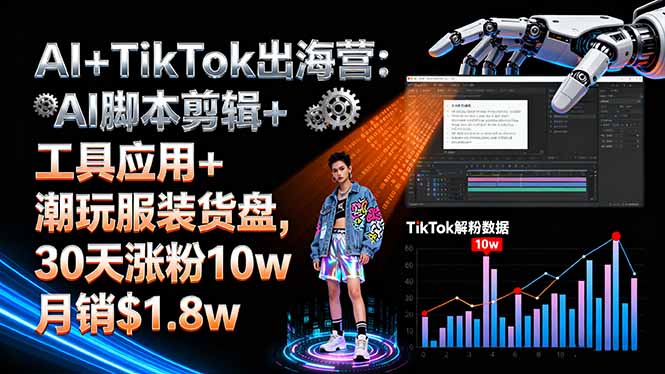 22dff787fa625bb6d3275f8ba377e7e9.jpeg AI+TikTok出海营:AI脚本剪辑+工具应用+潮玩服装货盘,30天涨粉10w月销$1.8w