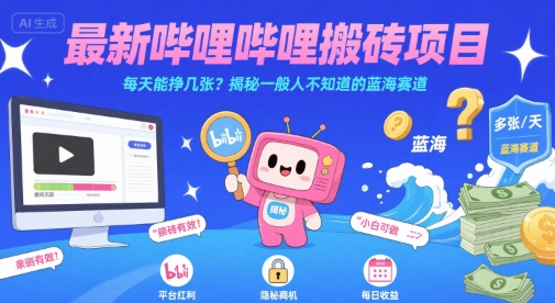 22e247d20eab05041bb6c2abf405cab2.jpeg 最新哔哩哔哩上B站搬砖项目,每天能挣几张?揭秘一般人不知道的蓝海赛道