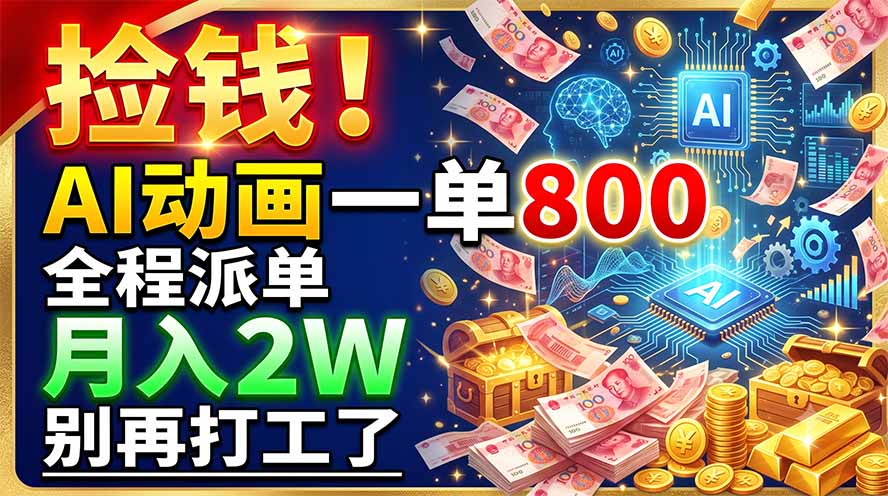 捡钱！AI动画一单800，全程派单，月入2W，别再打工了-鼎铸网
