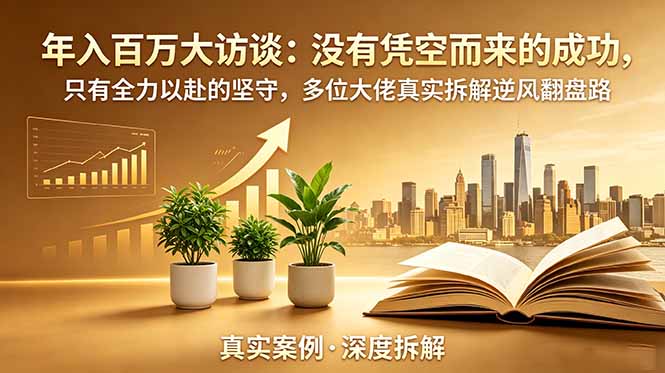 年入百万大访谈-更新：没有凭空而来的成功，只有全力以赴的坚守，多位大佬真实拆解逆风翻盘路-鼎铸网