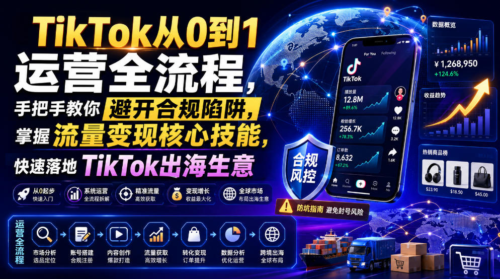 236c136b87a891314f2399621713d884.jpeg TikTok从0到1运营全流程,手把手教你避开合规陷阱,掌握流量变现核心技能,快速落地TikTok出海生意(更新7月)
