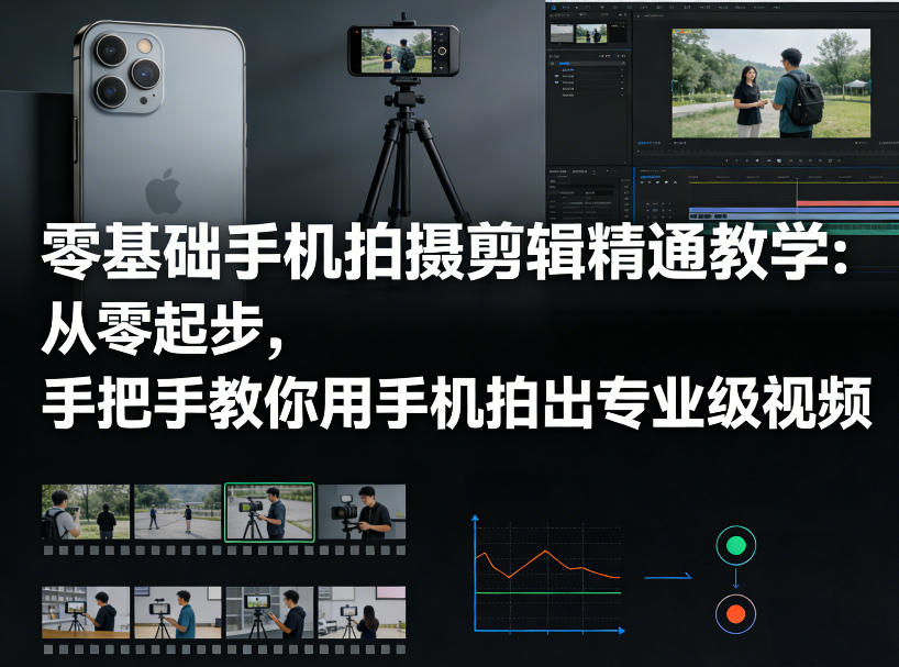 零基础手机拍摄剪辑精通教学:从零起步,手把手教你用手机拍出专业级视频-鼎铸网