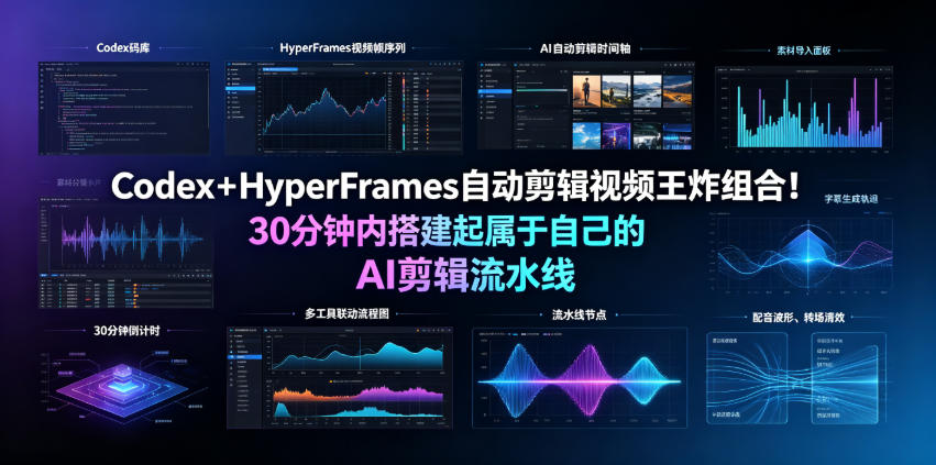 Codex＋HyperFrames自动剪辑视频王炸组合！30分钟内搭建起属于自己的AI剪辑流水线(完整版实操教程手册)-鼎铸网