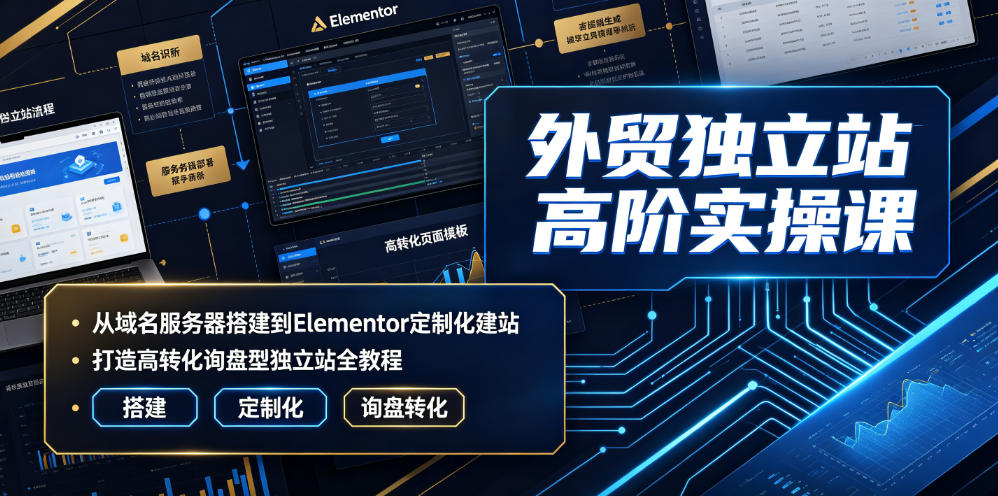 25296f2818e203ec0c053eb95c2db7db.jpeg 外贸独立站高阶实操课|从域名服务器搭建到Elementor定制化建站,打造高转化询盘型独立站全教程